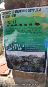 Cartel informativo - Vía Ferrata Penyaflor - Els Reguers - RocJumper