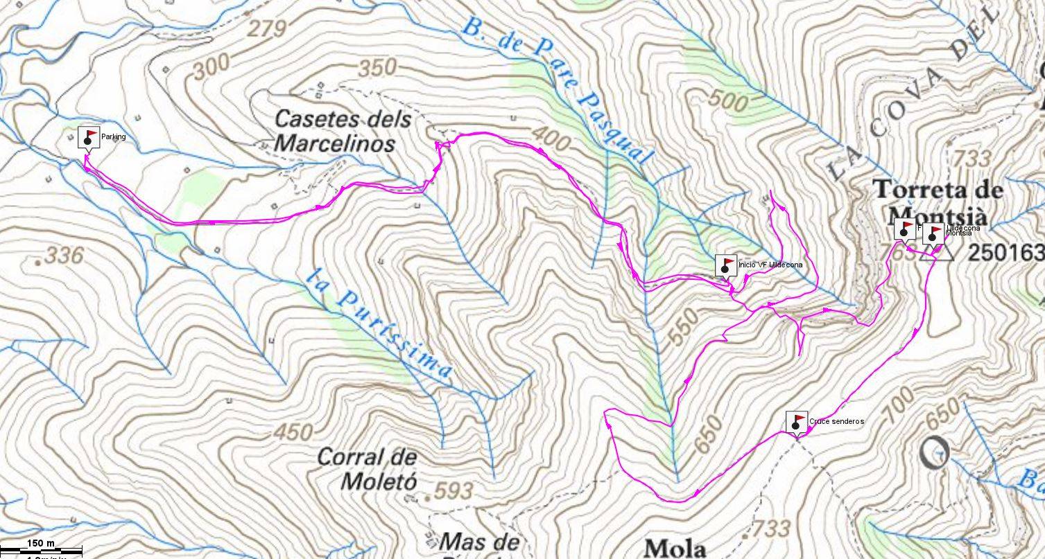 Mapa ruta Vía Ferrata Ulldecona