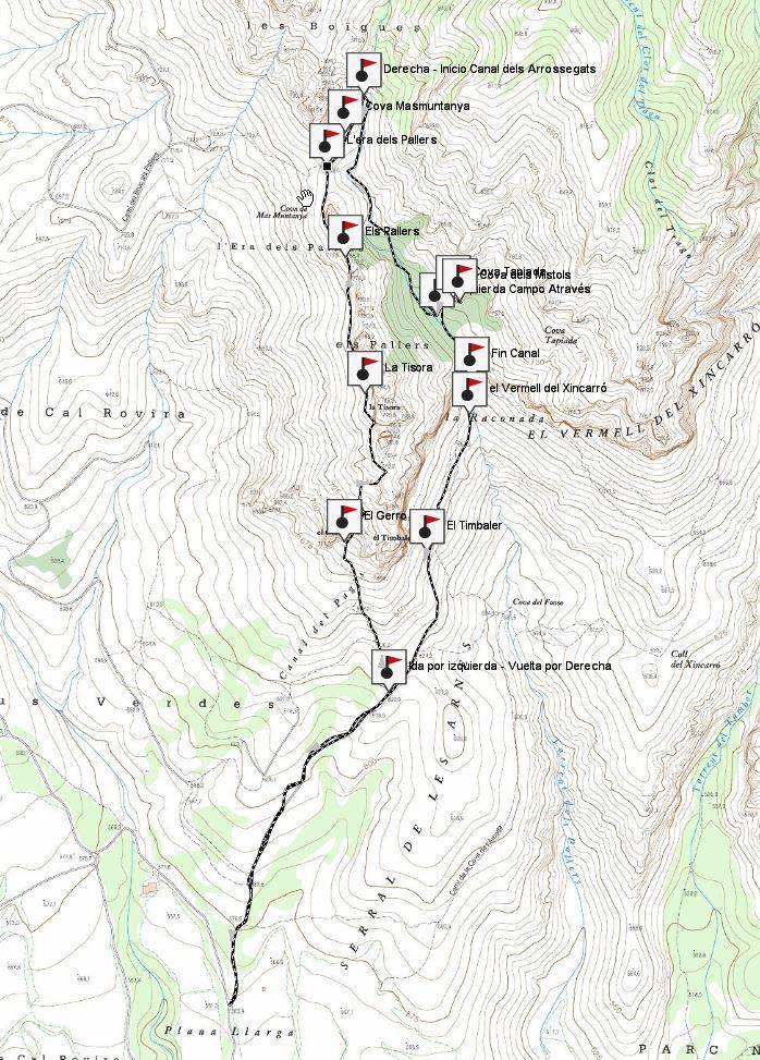 Mapa ruta Vía Ferrata Ulldecona