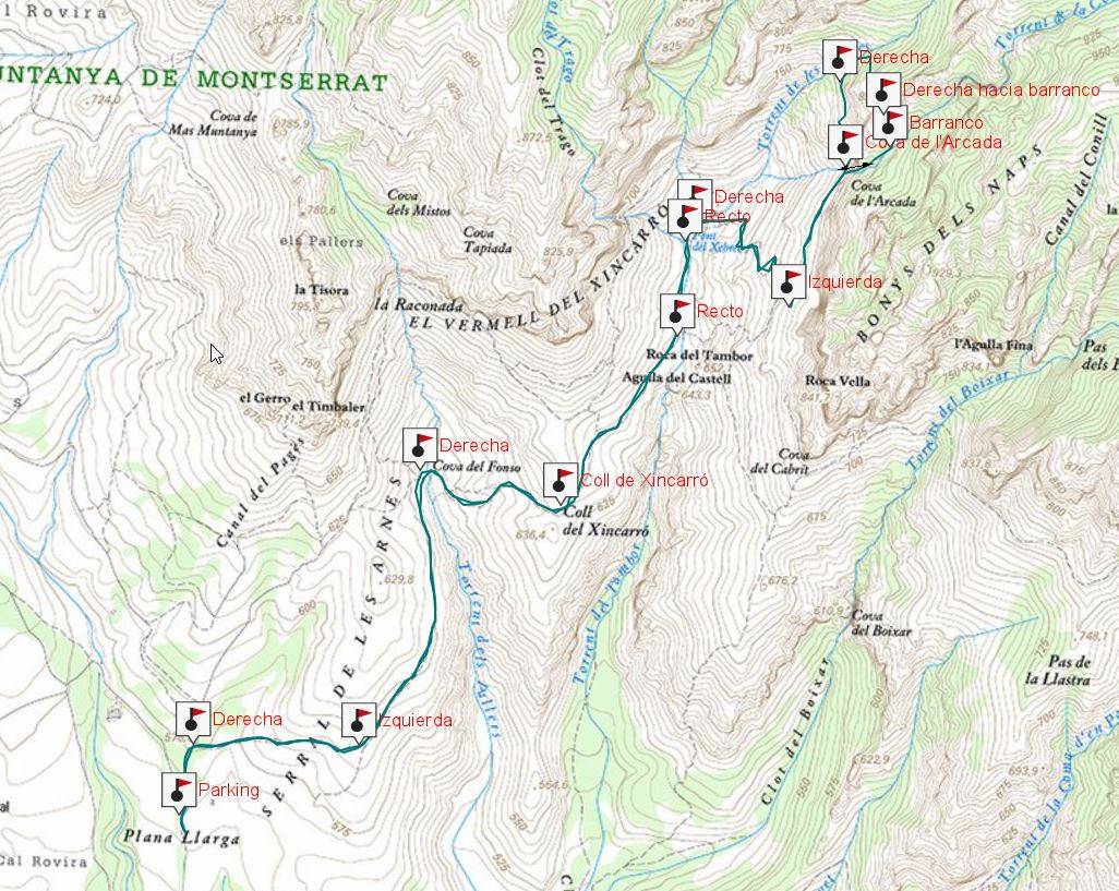 Cova de l'Arcada (Torrent de la Coma Alta) Montserrat - Mapa