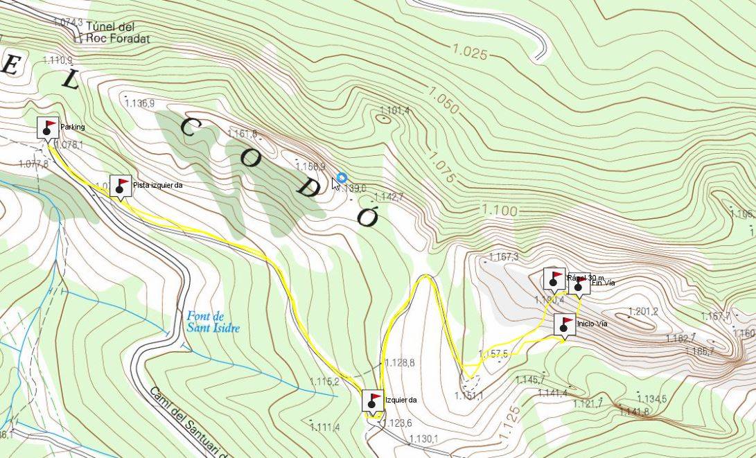 Mapa acceso Vía de la broca de Roca Subirana