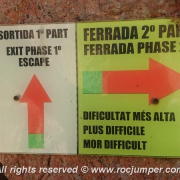 Cartel Escape y Tramo 2 - Vía Ferrata Cala de Molí