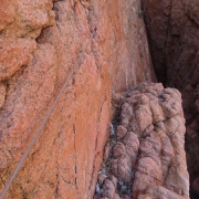 Cable de vida recepción rápel - Escalfer - Vía Ferrata Cala de Molí