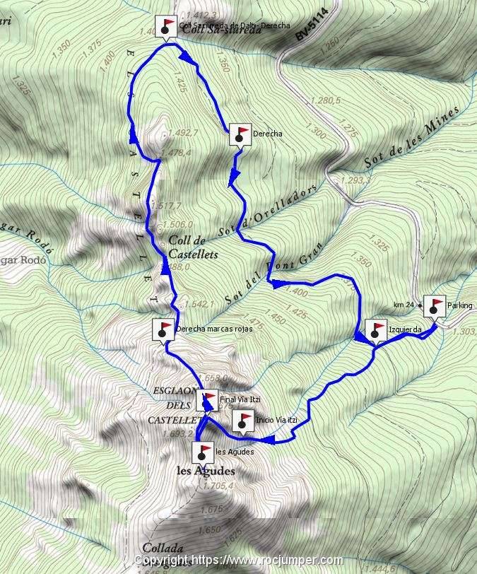 Vía Itzi Les Agudes Montseny Mapa