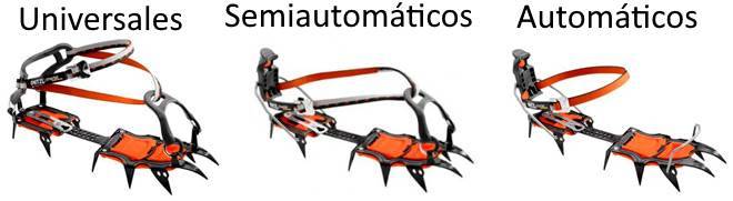 Tipos de fijaciones crampones Petzl