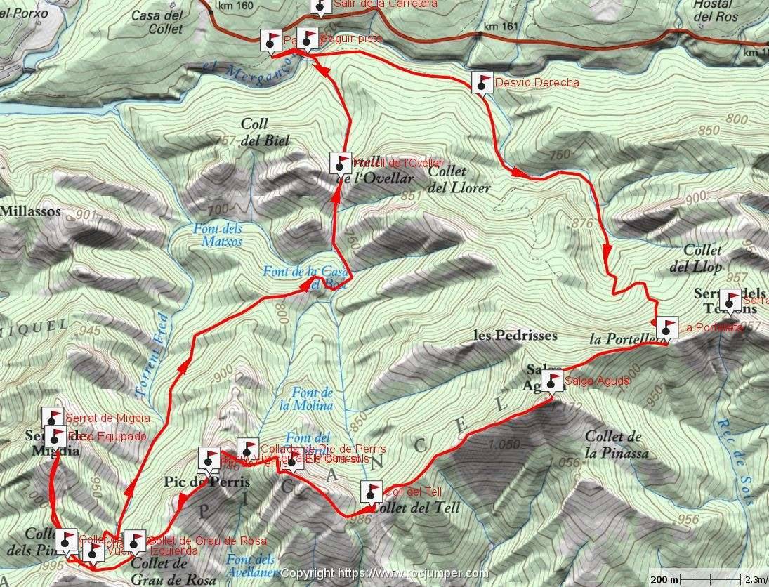 Vía Ferrata Serra de Picancel - mapa