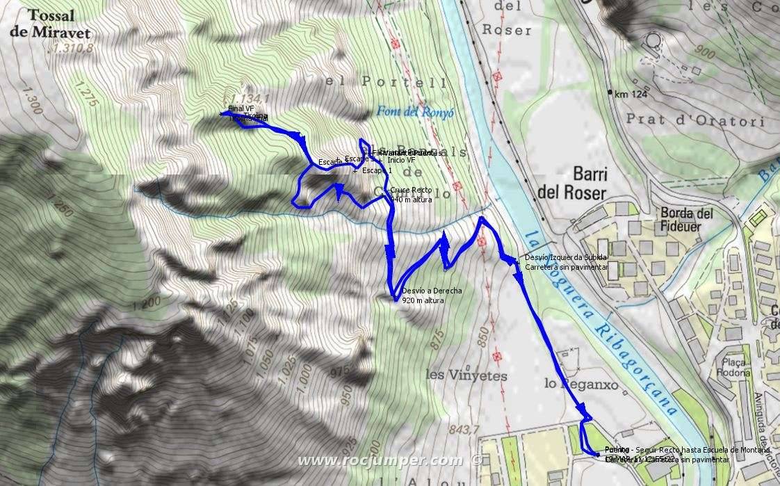 Vía Ferrata Tossal de Miravet Mapa