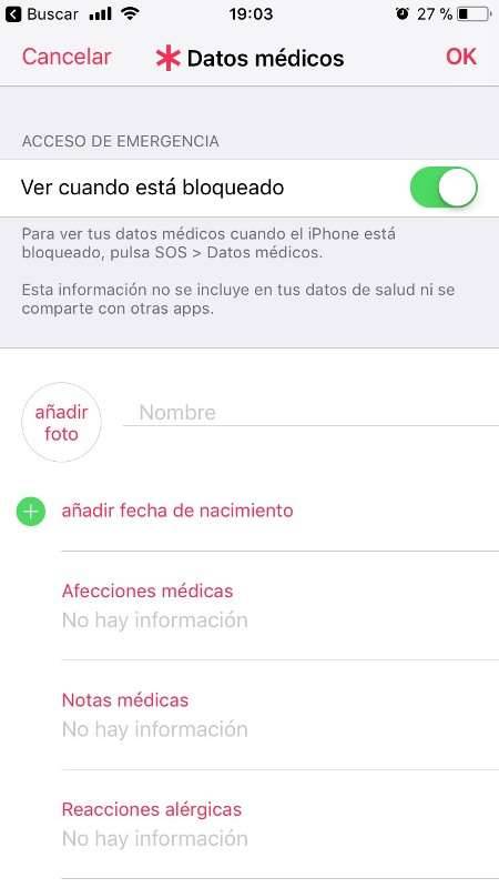 iOS App Salud - Datos médicos 