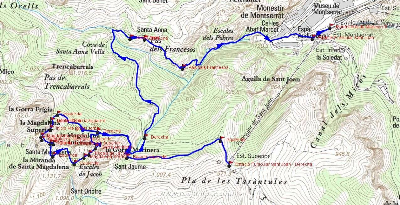 Vía Ignasi Jorba - Magdalena Superior Montserrat - Mapa