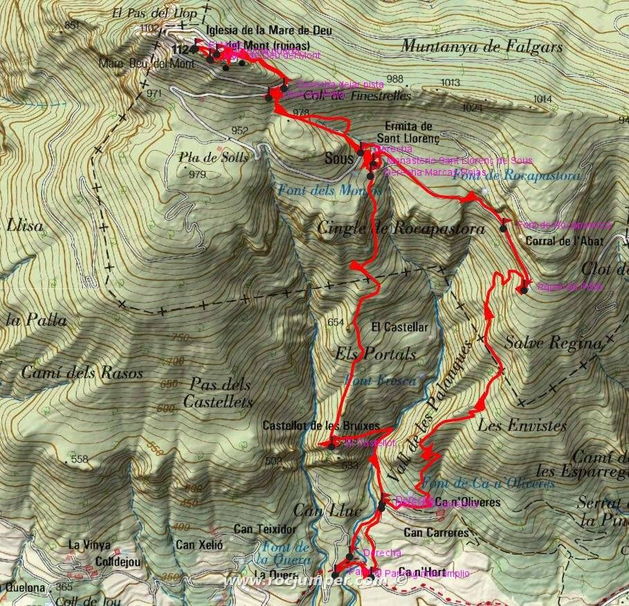 El Mont (100 Cims) - Sant Llorenç de Sous - Castellot - Mapa