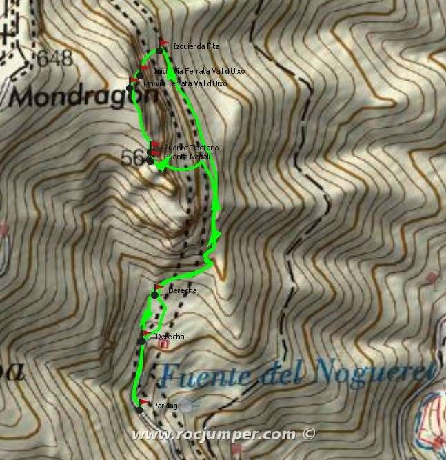 Vía Ferrata Vall d'Uixó Mondragó - Mapa