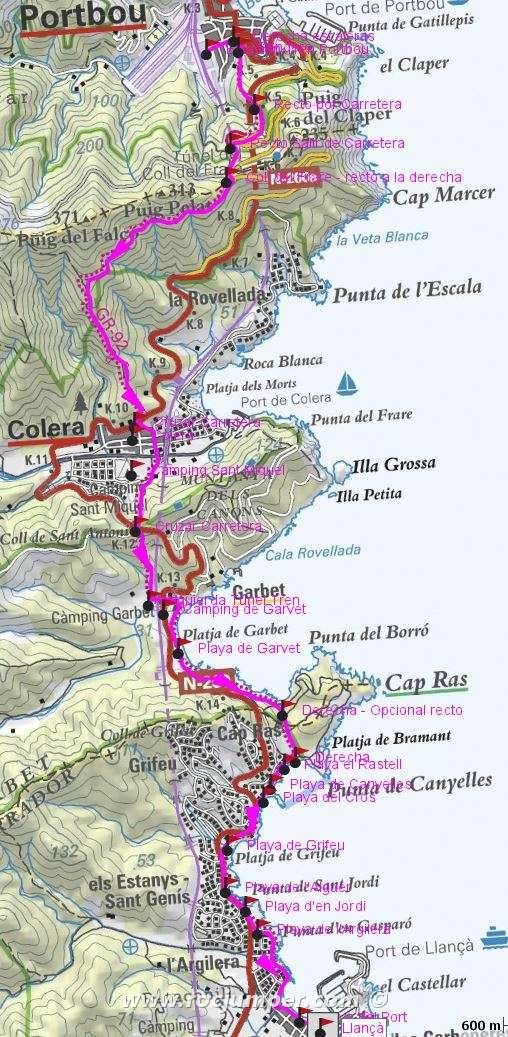 GR 92 Etapa 1 Portbou - Llançà Mapa