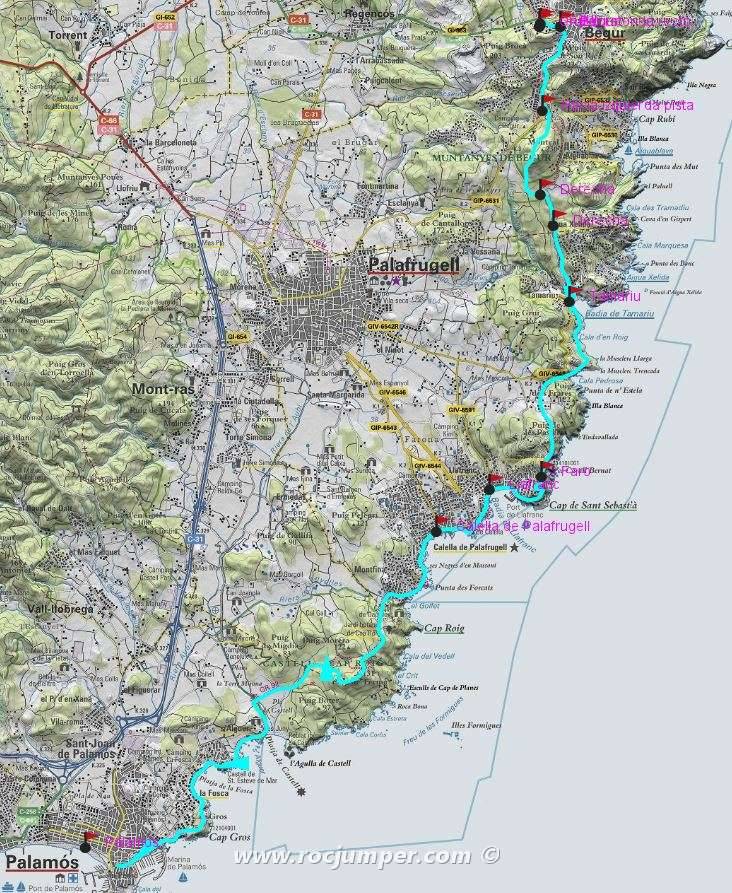 Mapa GR-92 Begur - Palamós - Camí de Ronda - Costa Brava