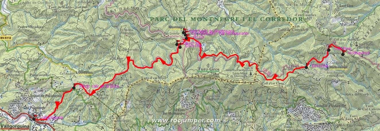 Mapa - GR-92 Etapa 14 Hortsavinya - Vallgorguina