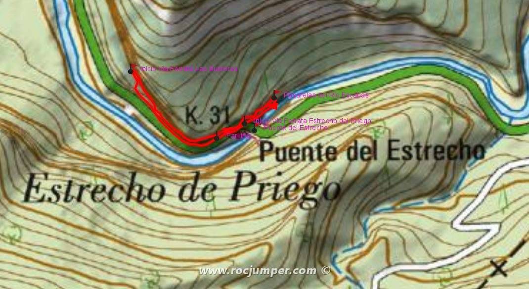Mapa - Vía Ferrata Las Buitreras - Hoces de Priego, Cuenca