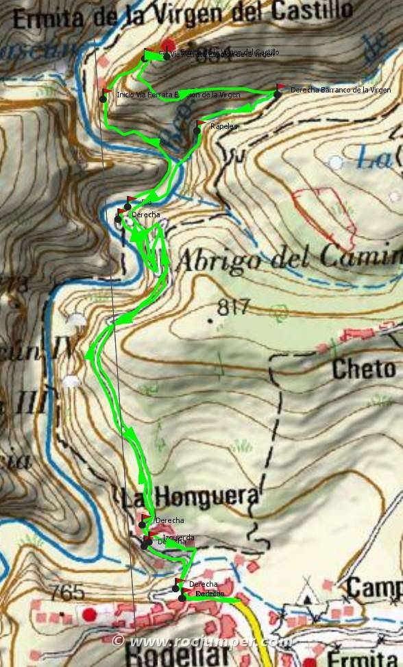 Mapa - Vía Ferrata Espolón de la Virgen / Descenso Barranco de la Virgen