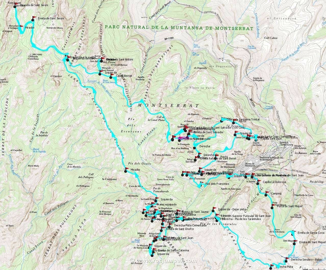 Mapa - 15 Ermitas + 3 x 100Cims de Montserrat