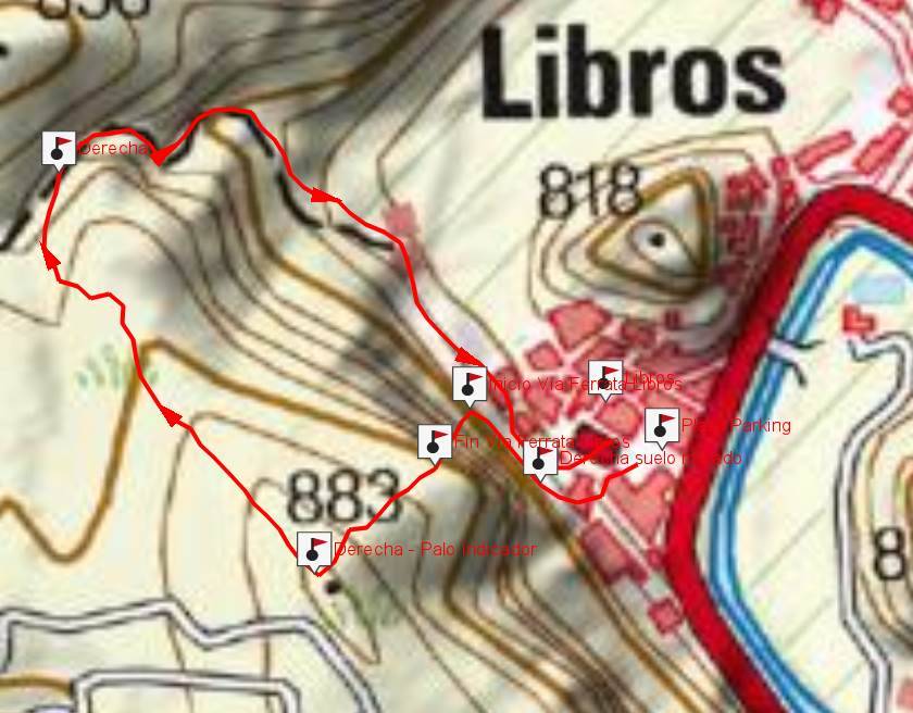 Mapa Vía Ferrata de Libros - Peña Grajera - Teruel