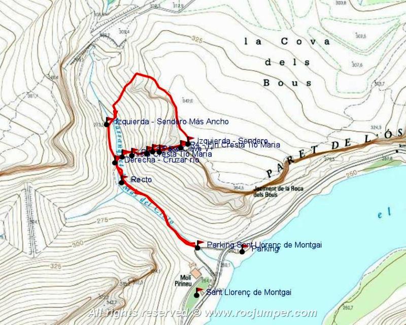 Mapa - Cresta Tío María o Cresta Disblia - Sant Llorenç de Montgai - RocJumper