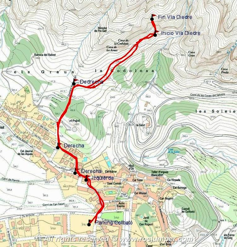 Mapa - Vía Diedre Codolosa Montserrat
