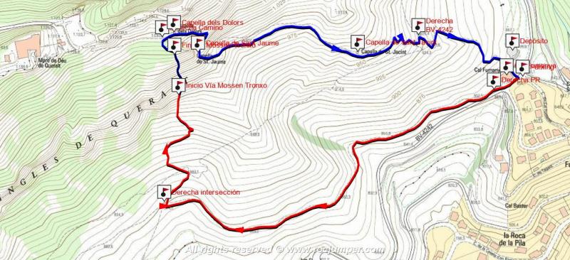 Mapa - Vía Mossen Tronxo - Serra de Queralt - Berga - RocJumper