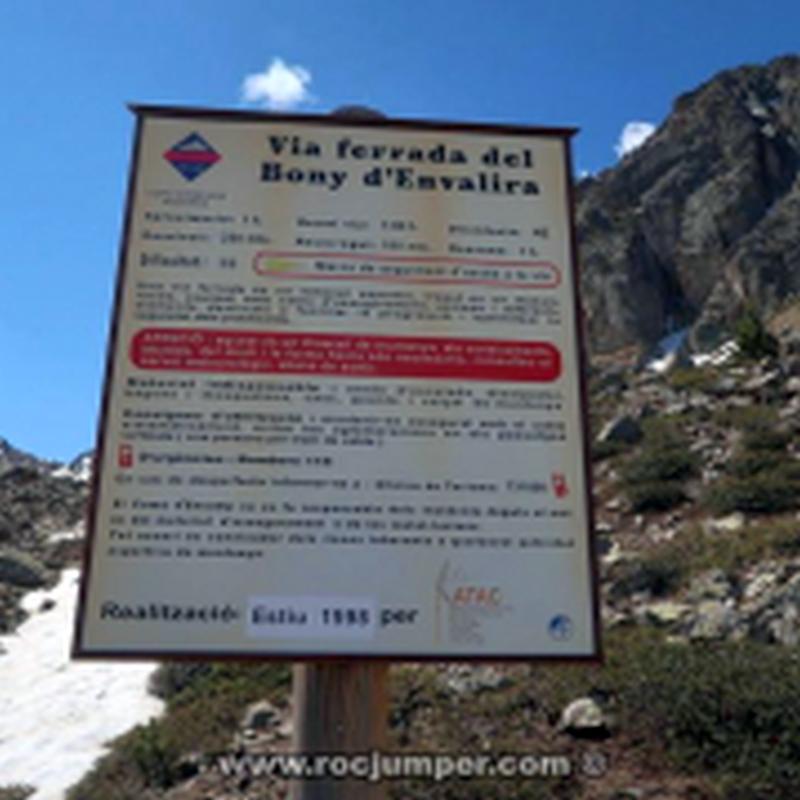 Cartel Vía Ferrata Bony d'Envalira (Grau Roig, Encamp, Andorra) - RocJumper