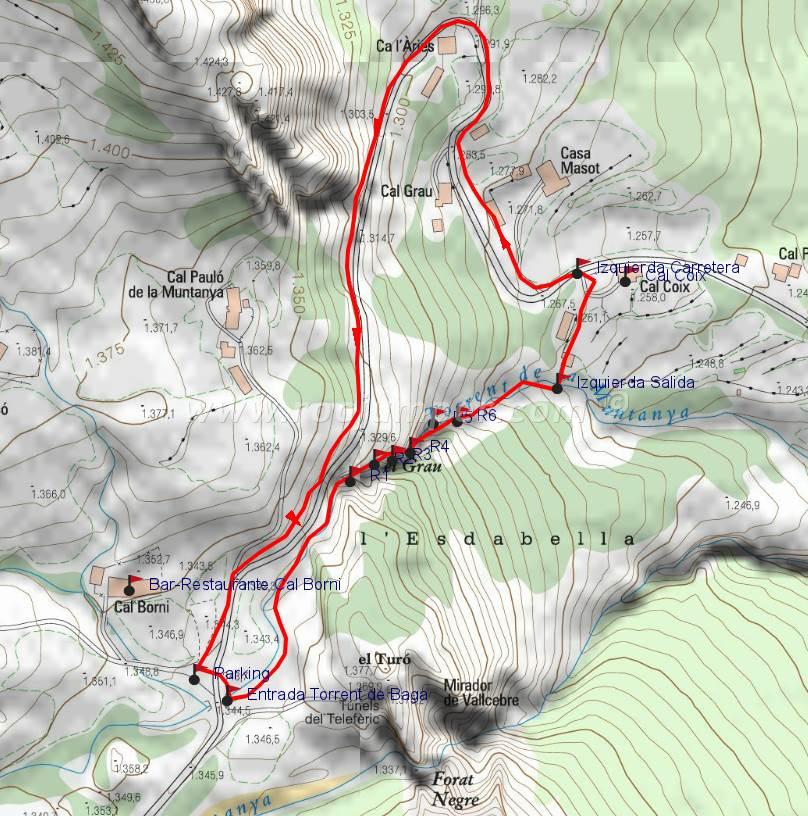 Mapa - Torrent de la Baga o Torrent de la Muntaya - RocJumper