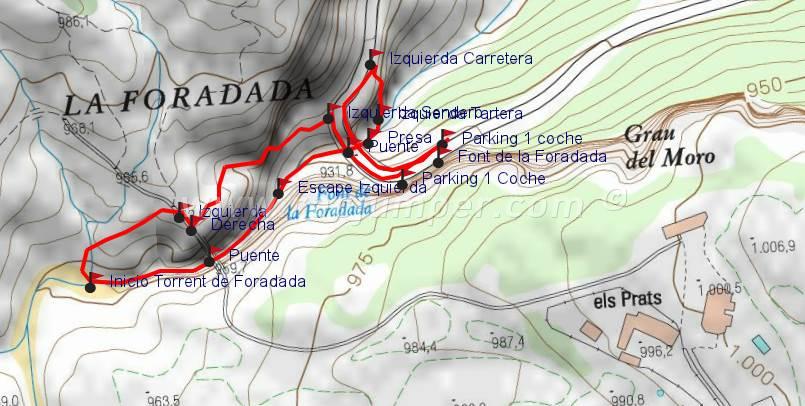 Mapa - Barranc de la Foradada - Vallcebre - RocJumper