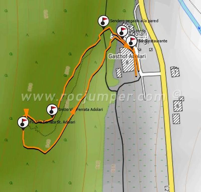 Mapa - Vía Ferrata Sankt Adolari - RocJumper