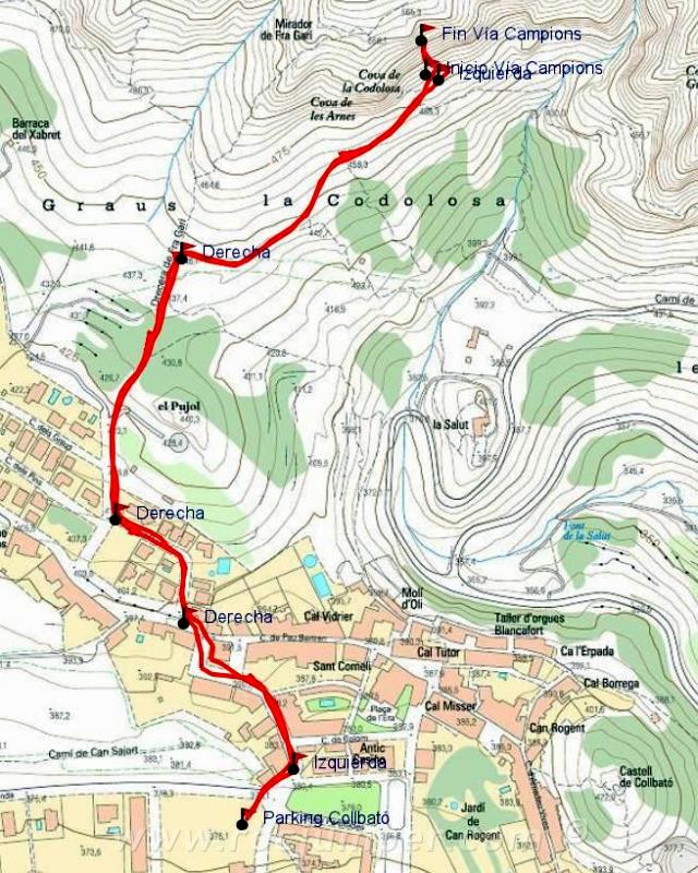 Mapa - Vía Campion - Codolosa - Montserrat - RocJumper