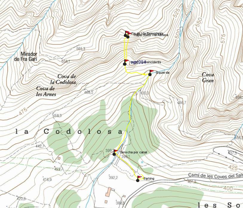 Mapa - Vía Reincidents - Codolosa - Montserrat - RocJumper
