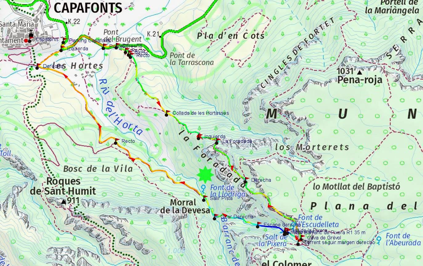 Mapa - Barranco de la Pixera - Capafonts - RocJumper