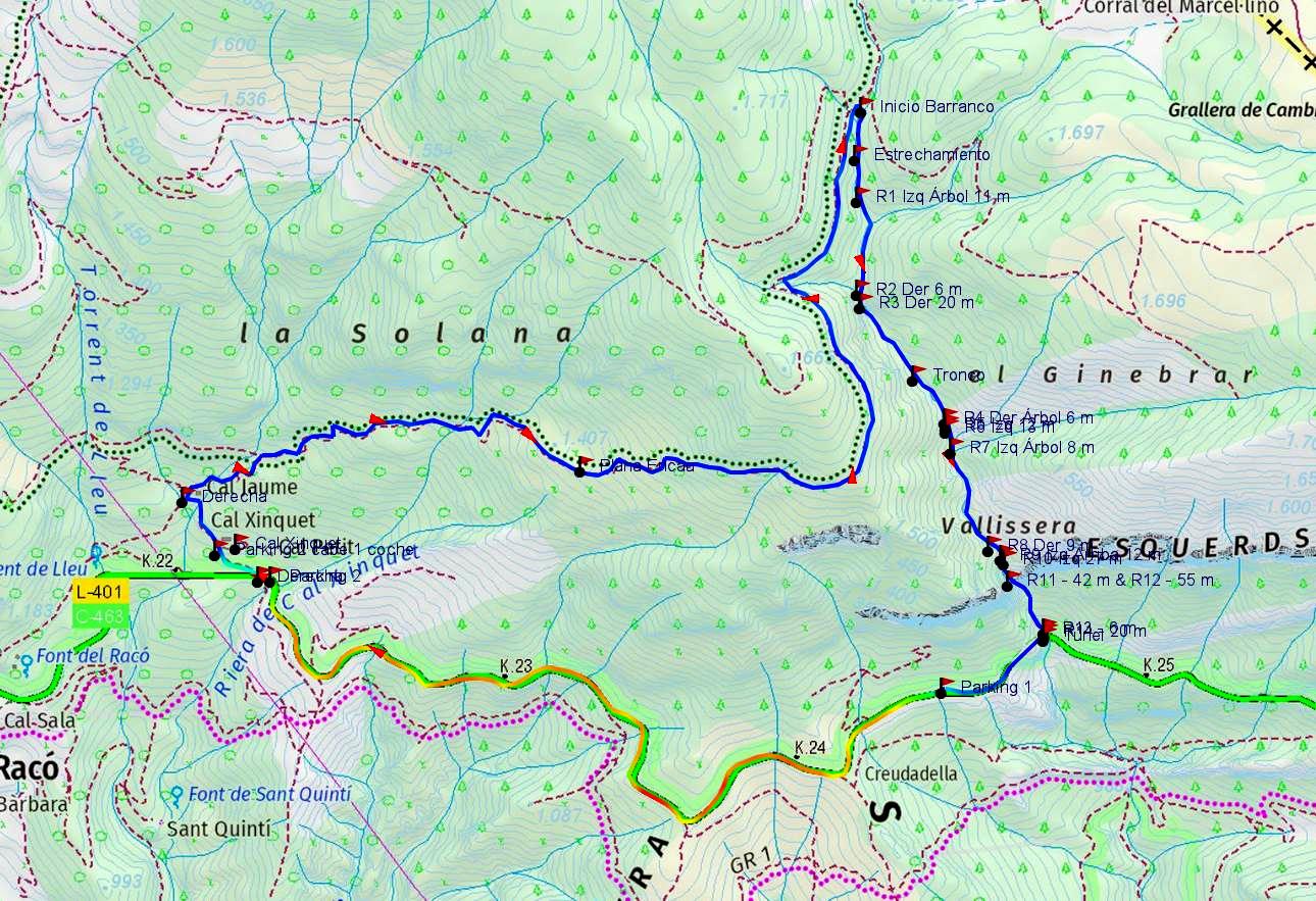 Mapa - Ribera dels Pouets - RocJumper