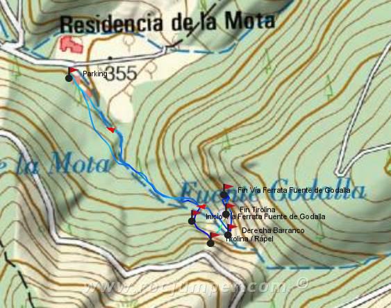Mapa - Vía Ferrata Fuente de Godalla - RocJumper
