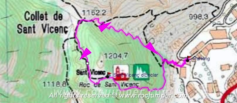 Mapa - Vía Ferrata Sant Vicenç d'Enclar (Andorra la vella, Andorra) - RocJumper