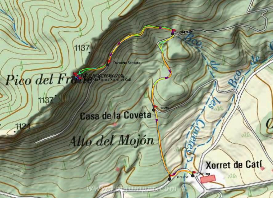 Mapa - Vía Ferrata Xorret de Catí - Castalla - RocJumper
