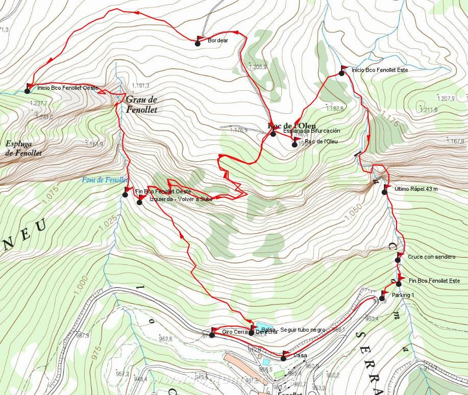 Mapa - Barranco Fenollet Oeste + Barranco Fenollet Este - RocJumper