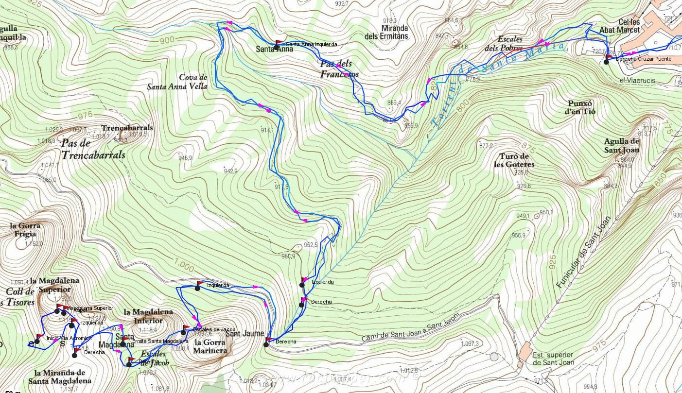 Mapa - Vía Acromion - Magdalena Superior - Montserrat - RocJumper