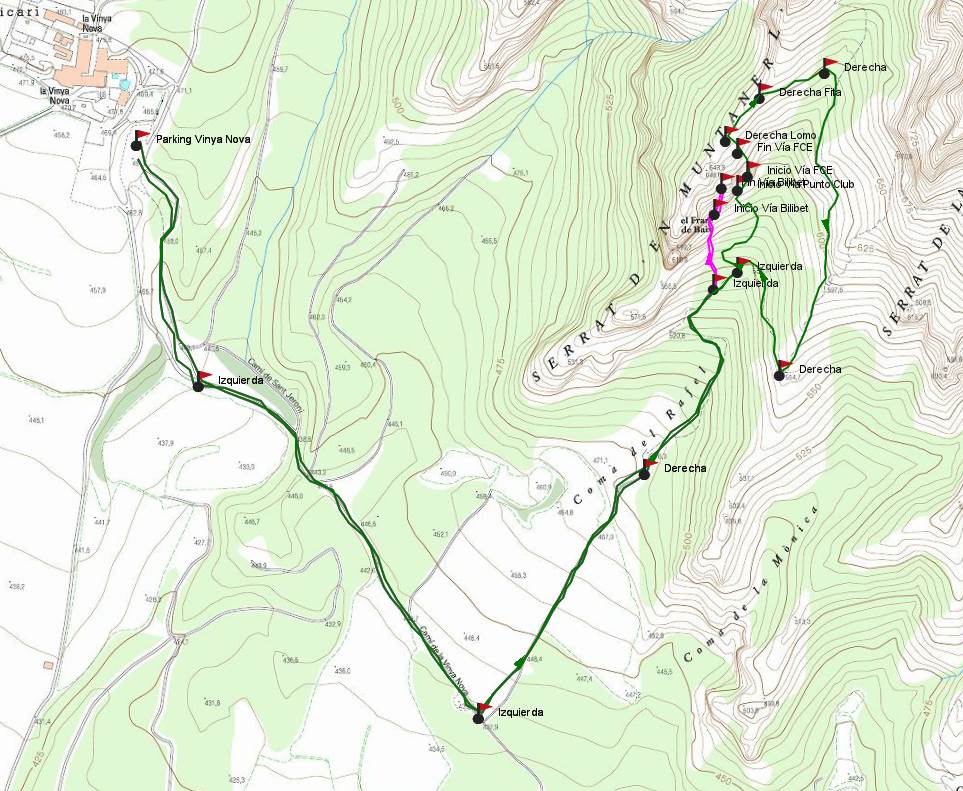 Mapa - Vía Bilibet - Serrat d'en Muntaner - Montserrat - RocJumper