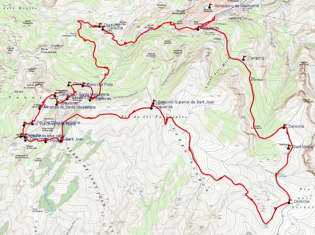 Mapa - Vía Directa Núra - Miranda de Santa Magdalena - Montserrat - RocJumper