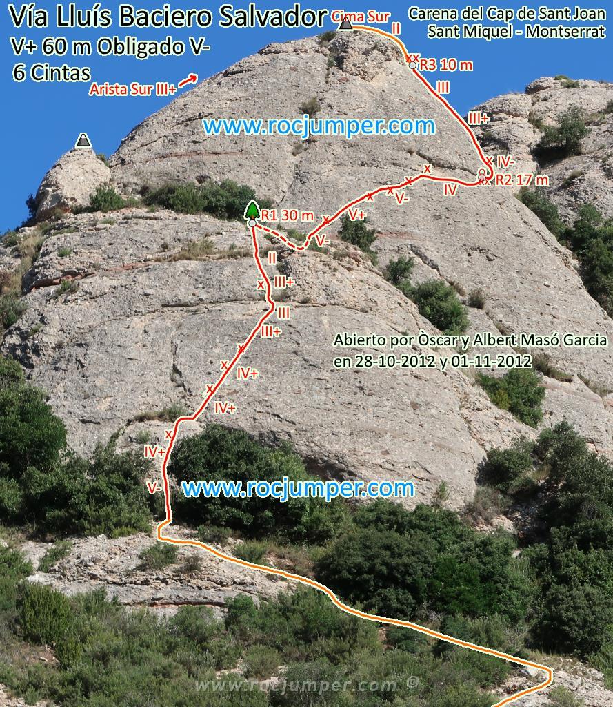 Vía Lluís Baciero Salvador - Integral Carena del Cap de Sant Joan - Sant Miquel - Montserrat - RocJumper