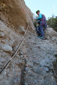 Diagonal cuerdas anudadas - Vía Ferrata Pared del Pessó - Collegats