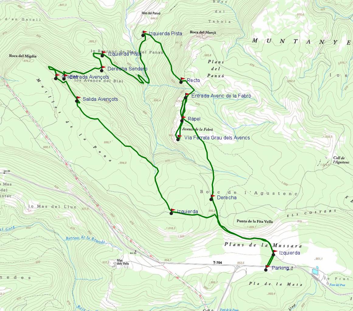 Mapa - Escletxes Avencots - Mussara - RocJumper