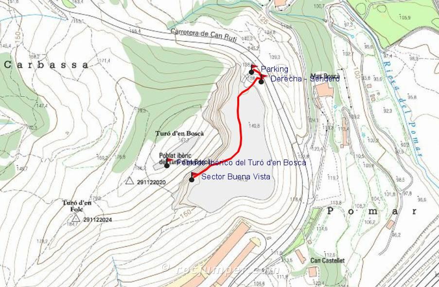 Mapa - Cantera Buena Vista - Turó d'en Boscà - Badalona - RocJumper