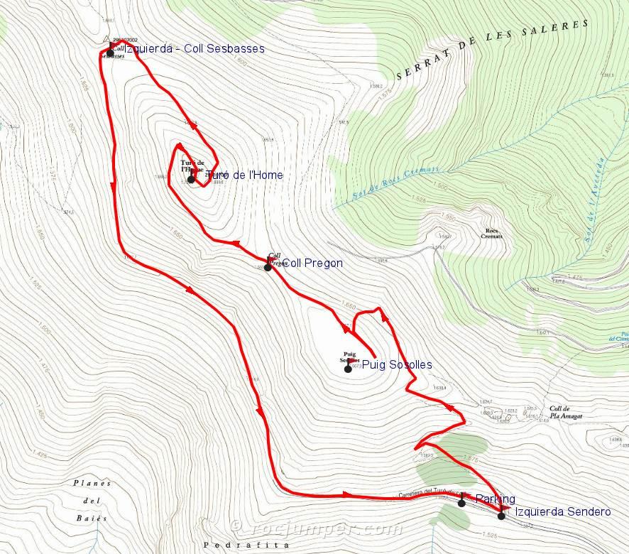 Mapa - Puig Sesolles - Turó de l'Home - Montseny - RocJumper