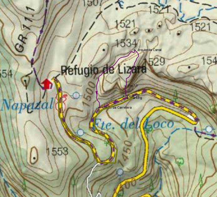 Mapa - Vía Ferrata Lizara K2 (Aragüés del Puerto, Huesca) - RocJumper