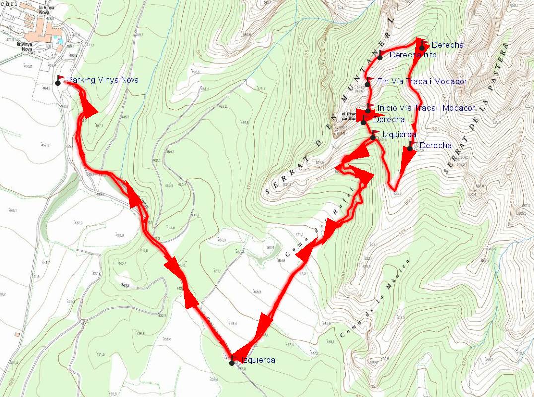 Mapa - Vía Traca i Mocador - Serrat d'en Muntaner Inferior - Montserrat - RocJumper