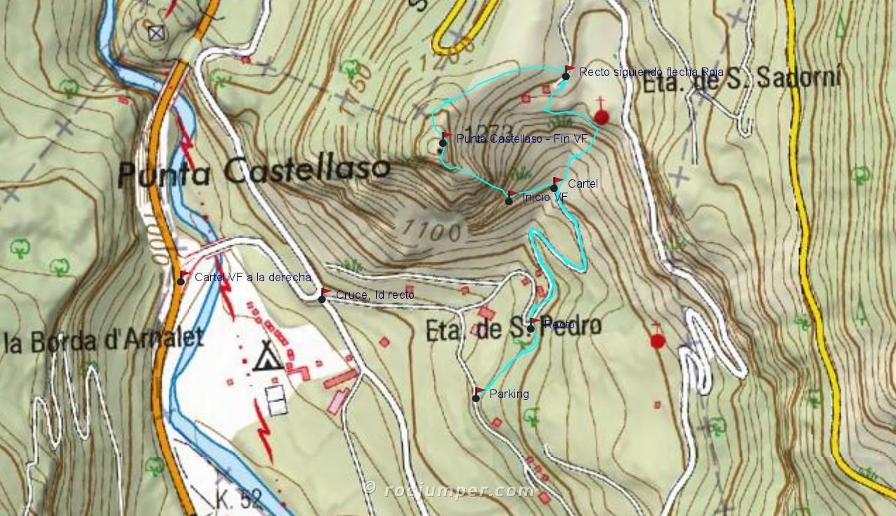 Mapa - Vía Ferrata Castellaso - Susué - RocJumper