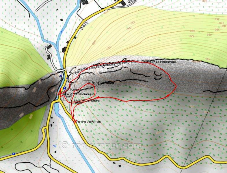 Mapa - Vía Ferrata La Pichona - Saint Paul de Fenouillet - Francia - RocJumper