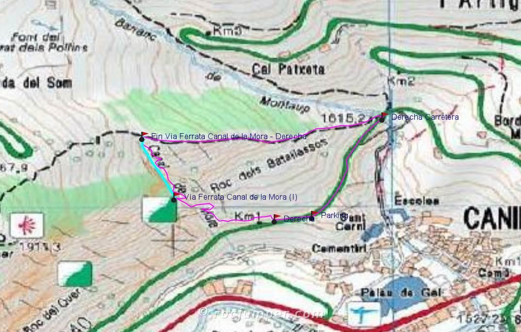 Mapa - Vía Ferrata Canal de la Mora - Canillo - Andorra - RocJumper